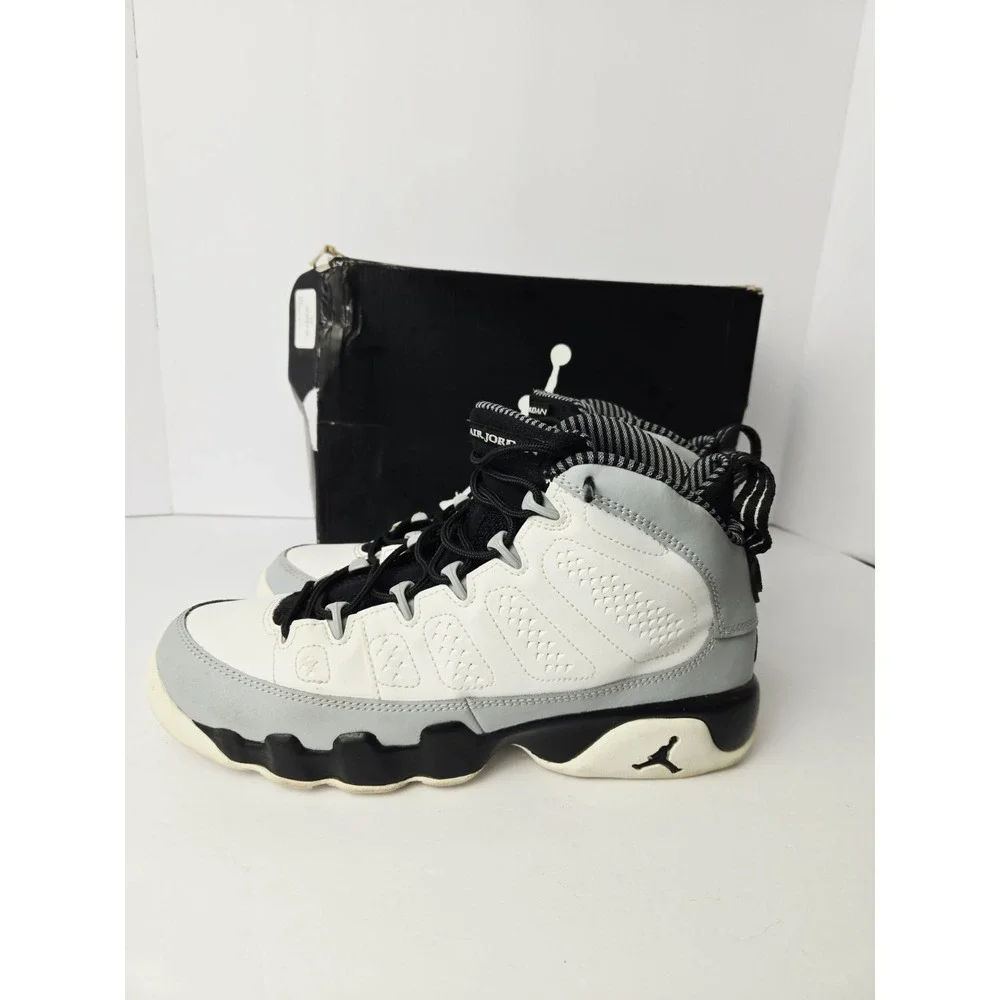 Nike Air Jordan 9 Retro‎ BG white black grey 6.5 youth